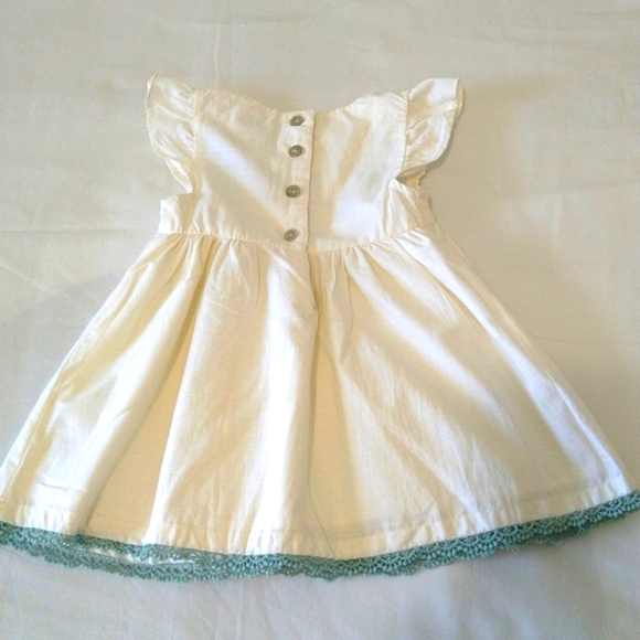 Rachel Zoe baby girl embroidered floral green beige ruffle sleeve dress 12 month - Picture 5 of 6